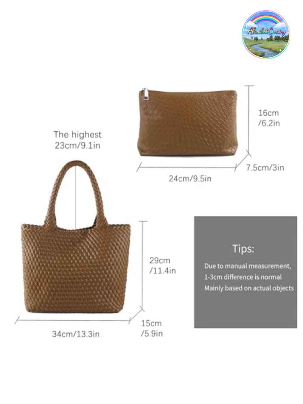 Hand Woven Vegan Leather Tote Bag with Magnetic Closure - Picture 2 of 6
